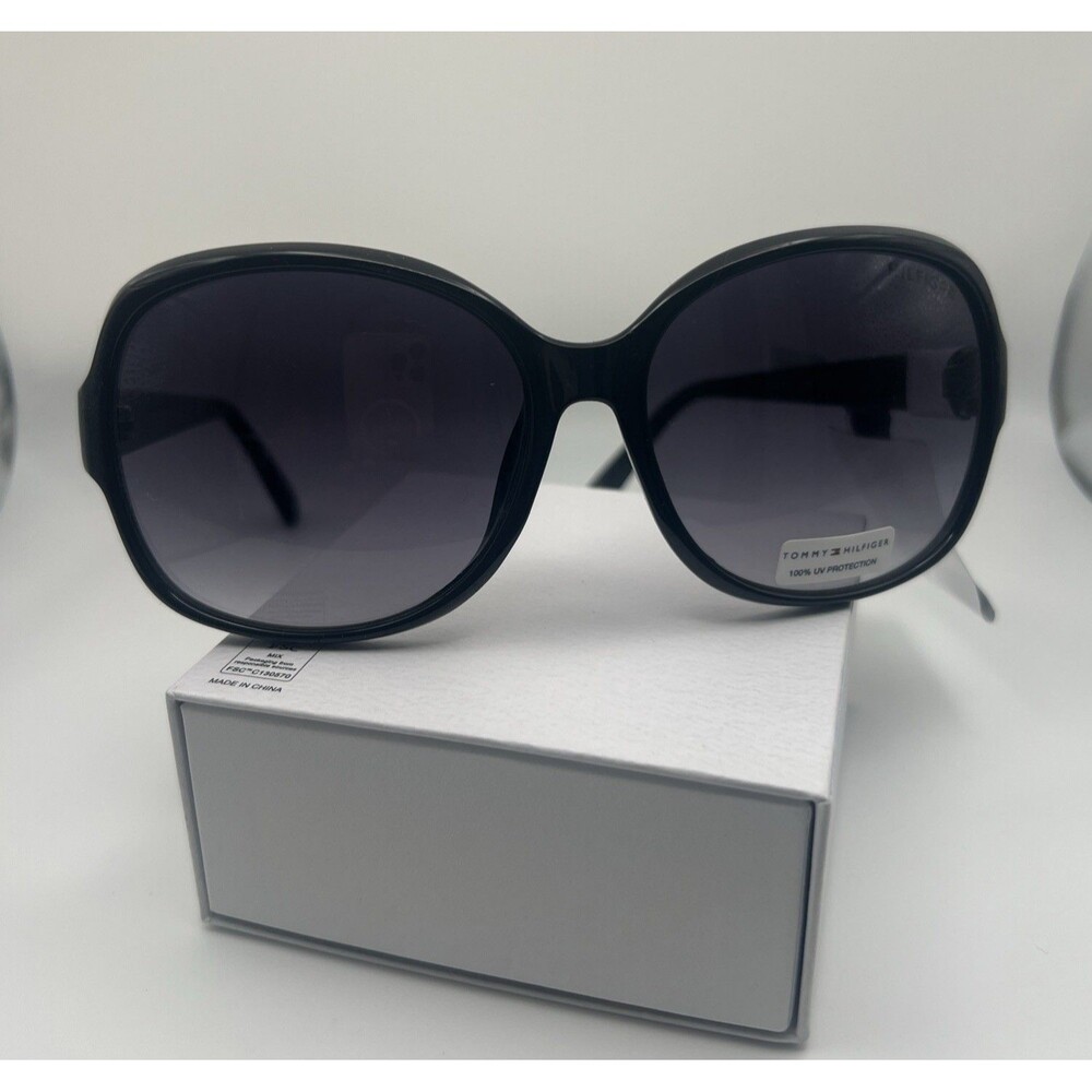 Tommy Hilfiger Hilfiger WP OL577 Oversized Oval Sunglasses Shiny Black/Smoke